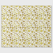 Papier Cadeau Multiples Cercles Dorés sur Fond Blanc (Plat)