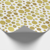Papier Cadeau Multiples Cercles Dorés sur Fond Blanc (Coin)