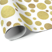 Papier Cadeau Multiples Cercles Dorés sur Fond Blanc (Coin rond)
