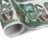 Papier Cadeau Mummy Frankenstein Dracula (Coin rond)