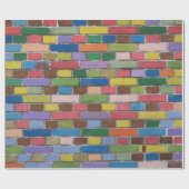 Papier Cadeau Mur de briques coloré (Plat)