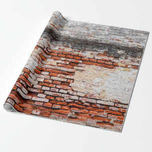 Papier Cadeau mur de briques sur la route abandonnée, abstraite