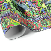 Papier Cadeau Mur de graffitis : Hip hop urbain (Coin rond)