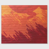 Papier Cadeau Mur en brique rouge et orange (Plat)