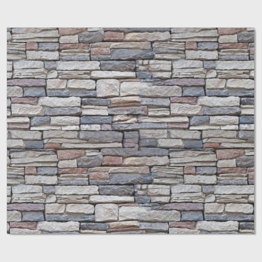 Papier Cadeau Mur en pierre empilé (Plat)
