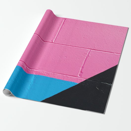 Papier Cadeau Mur peint rose et bleu (Déroulé)