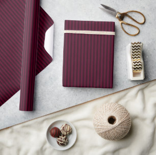 Papier Cadeau Mûre Burgundy Rouge Rayures Foncées