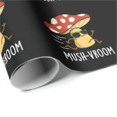 Papier Cadeau Mush vroom Funny Fast Mushroom Pun Dark BG (Coin rond)