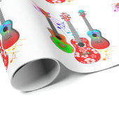 Papier Cadeau Music musical ukulele (Coin rond)