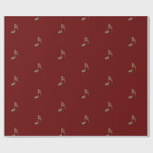Papier Cadeau Music Note Gold Vintage Rouge (Plat)