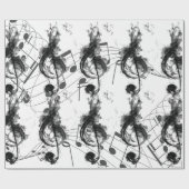 Papier Cadeau Music Note noir et blanc Luxe (Plat)