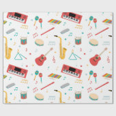 Papier Cadeau Musical Instruments Music Theme Pattern (Plat)