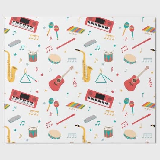 Papier Cadeau Musical Instruments Music Theme Pattern (Plat)