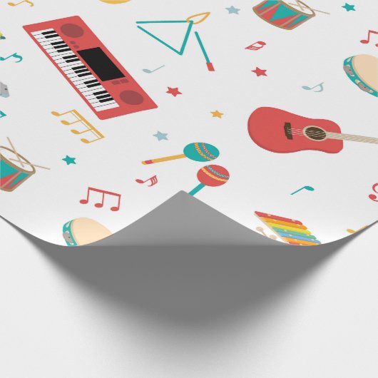 Papier Cadeau Musical Instruments Music Theme Pattern (Coin)