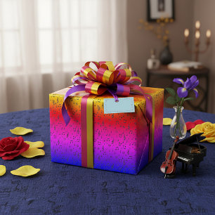 Papier cadeau musical noir et "hombre" arc-en-ciel