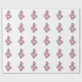 Papier Cadeau Musical treble clef notes with sakura flowers (Plat)