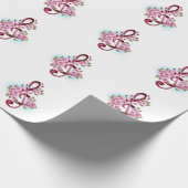 Papier Cadeau Musical treble clef notes with Sakura flowers (Coin)