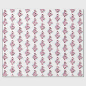 Papier Cadeau Musical treble clef notes with Sakura flowers (Plat)