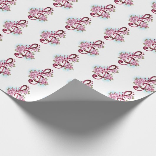 Papier Cadeau Musical treble clef notes with Sakura flowers (Coin)