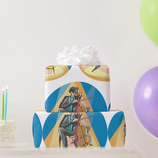Papier Cadeau Musicien Jouant Le Chello