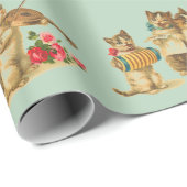 Papier Cadeau Musiciens de chats fins (Coin rond)