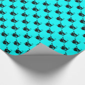 Papier Cadeau Musique Black Drum Set sur Aqua Blue (Coin)