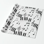 Papier Cadeau Musique Clavier Piano Note Repos Treble Clef (Déroulé)