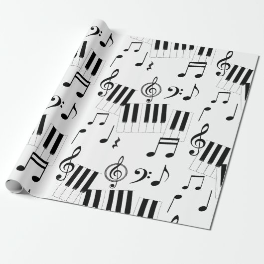 Papier Cadeau Musique Clavier Piano Note Repos Treble Clef (Déroulé)