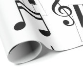 Papier Cadeau Musique Clavier Piano Note Repos Treble Clef (Coin rond)