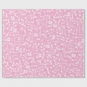 Papier Cadeau Musique Danse Notes Blanches Rose Pâle (Plat)