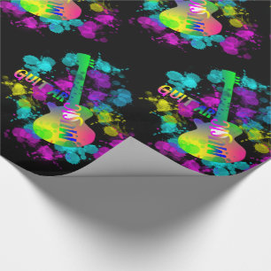 Papier Cadeau Musique de guitare arc-en-ciel