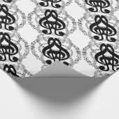 Papier Cadeau Musique d'image miroir noir et blanc (Coin)