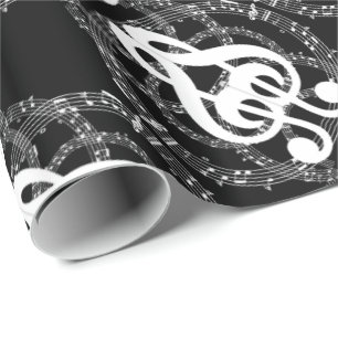 Papier Cadeau Musique d'image miroir noir et blanc