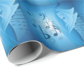 Papier Cadeau Musique en bleu (Coin rond)
