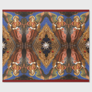 Papier Cadeau MUSIQUE FABRIQUANT DES ANGELS AVEC UN Noël VIELLE