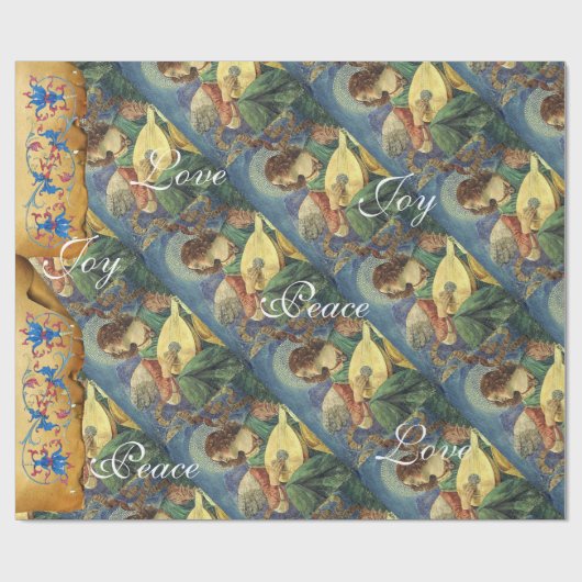 PAPIER CADEAU MUSIQUE FABRIQUANT DES ANGELS NOËL, JOYER L'AMOUR  (Plat)