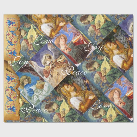 PAPIER CADEAU MUSIQUE FABRIQUANT DES ANGELS NOËL, JOYER L'AMOUR (Plat)