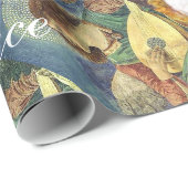 PAPIER CADEAU MUSIQUE FABRIQUANT DES ANGELS NOËL, JOYER L'AMOUR (Coin rond)