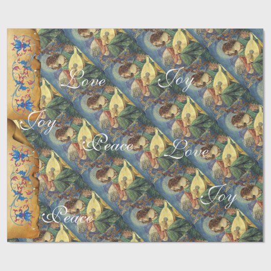 PAPIER CADEAU MUSIQUE FABRIQUANT DES ANGELS NOËL, JOYER L'AMOUR  (Plat)