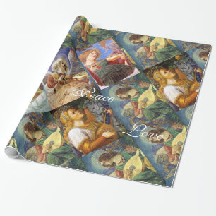 PAPIER CADEAU MUSIQUE FABRIQUANT DES ANGELS NOËL, JOYER L'AMOUR 