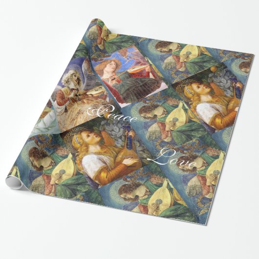 PAPIER CADEAU MUSIQUE FABRIQUANT DES ANGELS NOËL, JOYER L'AMOUR (Déroulé)