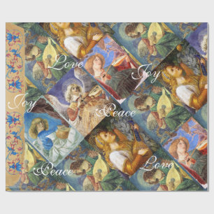 PAPIER CADEAU MUSIQUE FABRIQUANT DES ANGELS NOËL, JOYER L'AMOUR 