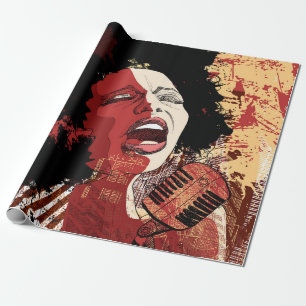 Papier Cadeau Musique Jazz - afro-américain chanteur de jazz sur