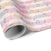 Papier Cadeau Musique multicolore colorée Note classique (Coin rond)