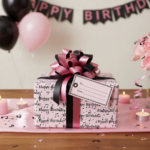 Papier Cadeau Musique noire Joyeux Anniversaire