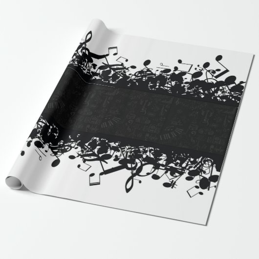 Papier Cadeau Musique Note Guitare classique Papier d'enveloppem (Déroulé)