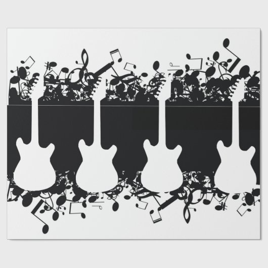 Papier Cadeau Musique Note Guitare classique Papier d'enveloppem (Plat)