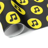 Papier Cadeau Musique Note sur le Jaune (Coin rond)
