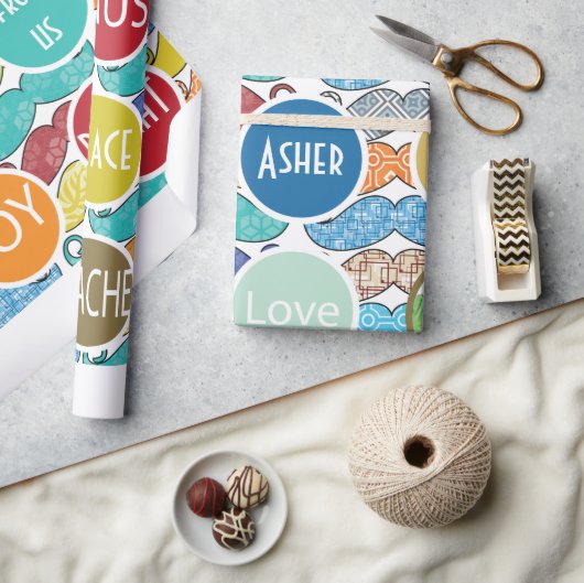 Papier Cadeau Mustache M. Hipster Retro Photo personnalisée (Artisanat)