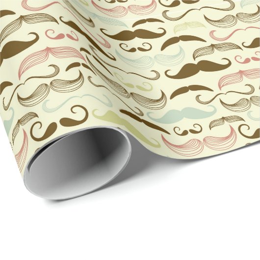 Papier Cadeau Mustache motif, style rétro 4 (Coin rond)